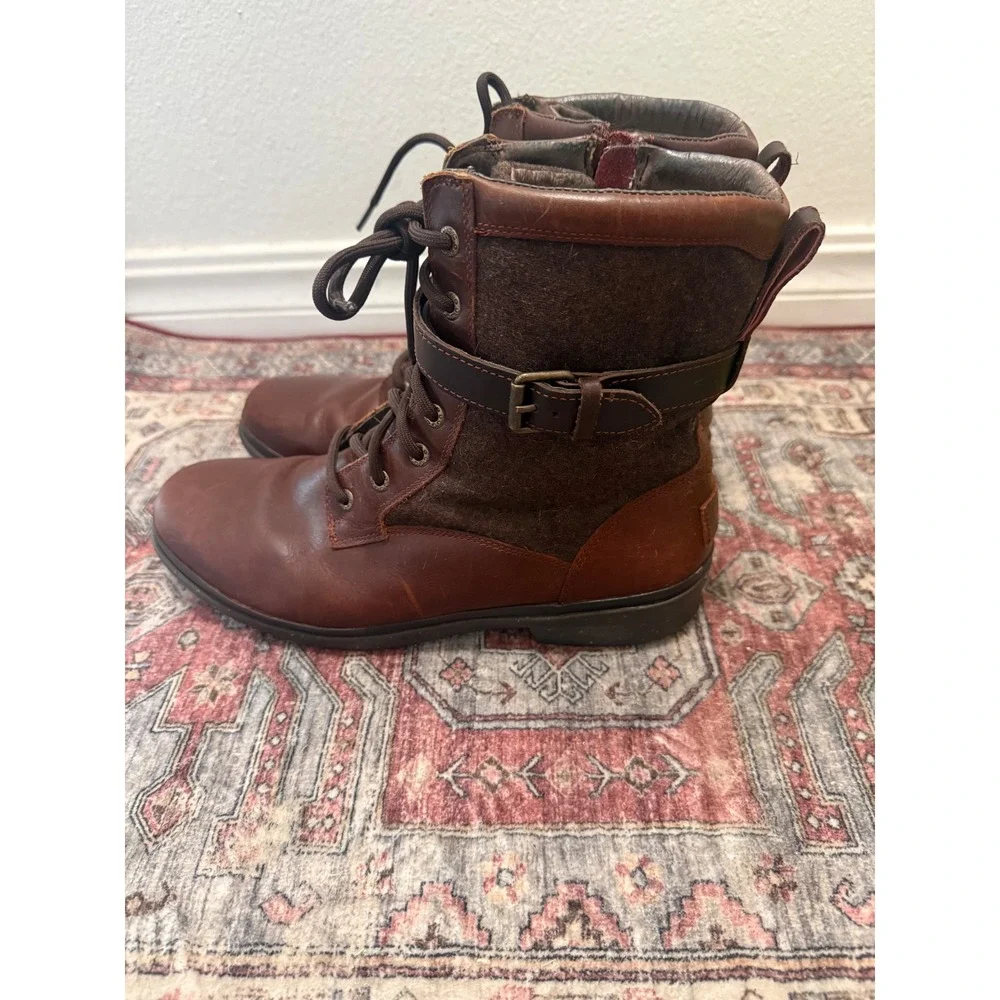UGG Kesey Waterproof Boots Chestnut Brown Leather Wool Lace Up 1005264 Mens 11